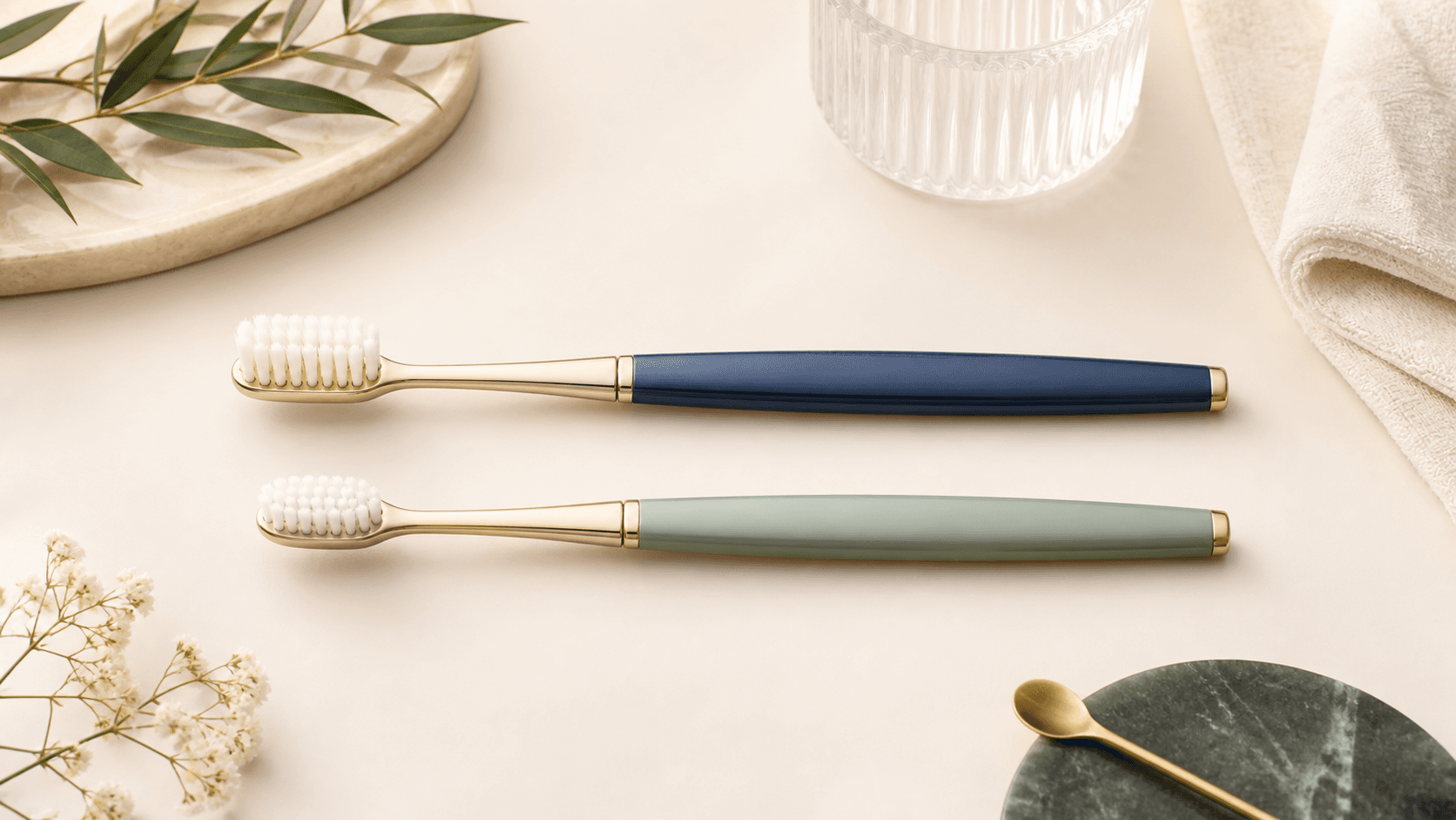 Deux brosses à dents manuelles à brins souples