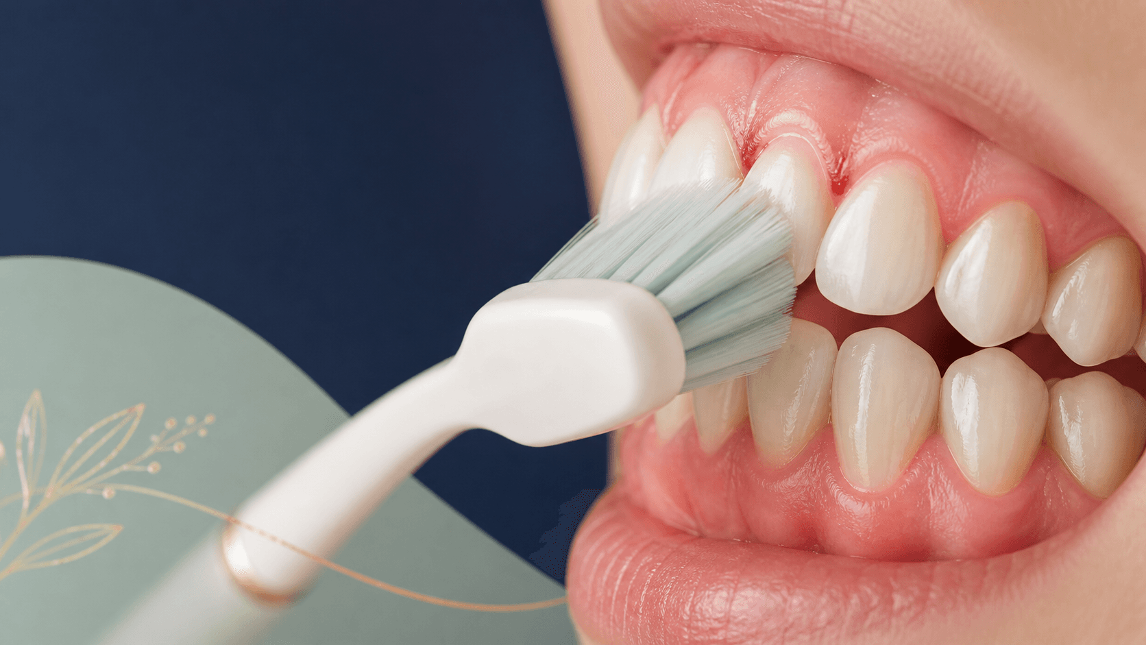 Brossage doux de dents et gencives légèrement inflammées